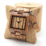 BOBO BIRD Men's Rectangle Zebra & Bamboo Wood Watch - bamboostylez