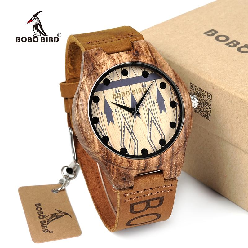 BOBO BIRD Zebra Wood Genuine Leather Watch - bamboostylez