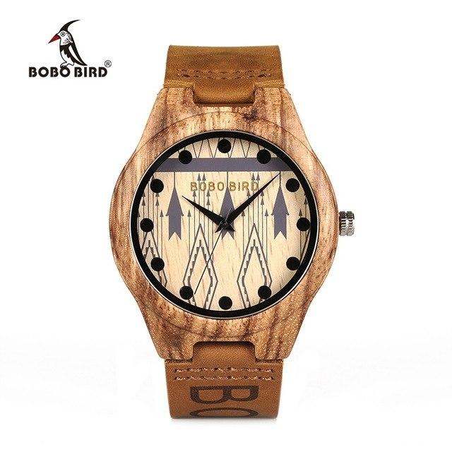 BOBO BIRD Zebra Wood Genuine Leather Watch - bamboostylez