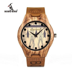 BOBO BIRD Zebra Wood Genuine Leather Watch - bamboostylez