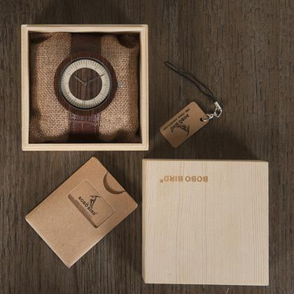 BOBO BIRD Unisex Zebra / Wenge Wooden Quartz Watch - bamboostylez