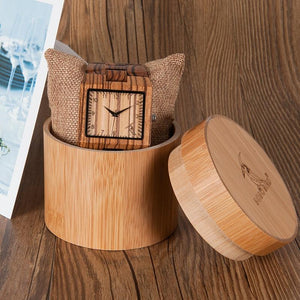 BOBO BIRD Men's Rectangle Zebra & Bamboo Wood Watch - bamboostylez