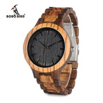 BOBO BIRD Round Vintage Zebra Wood Case Men's Watch - bamboostylez
