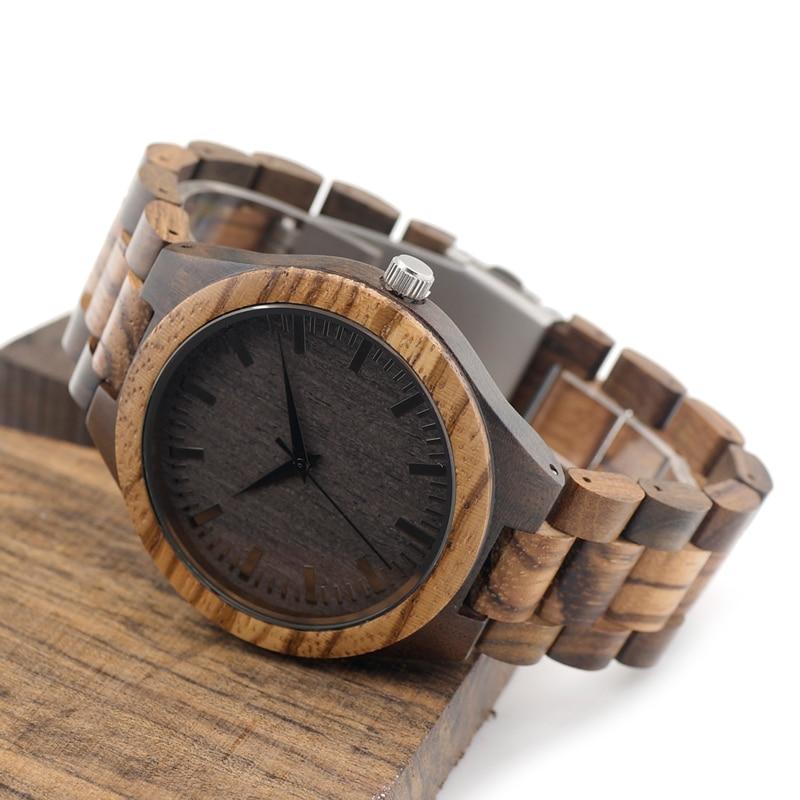 BOBO BIRD Round Vintage Zebra Wood Case Men's Watch - bamboostylez
