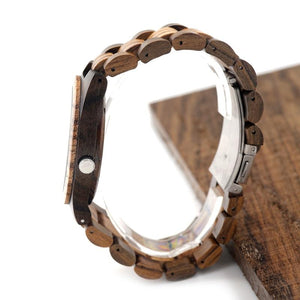 BOBO BIRD Round Vintage Zebra Wood Case Men's Watch - bamboostylez