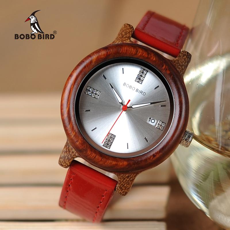 BOBO BIRD Women's Rhinestone Dial Wooden Watch - bamboostylez