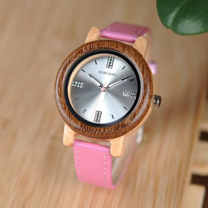 BOBO BIRD Women's Rhinestone Dial Wooden Watch - bamboostylez