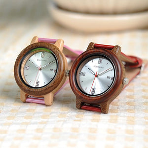BOBO BIRD Women's Rhinestone Dial Wooden Watch - bamboostylez