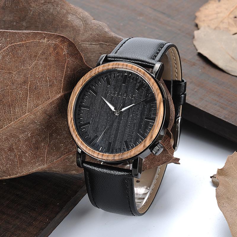 BOBO BIRD Men's Wooden Metal Quartz Watch - bamboostylez