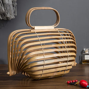 Large Bamboo Basket Tote Bag - bamboostylez