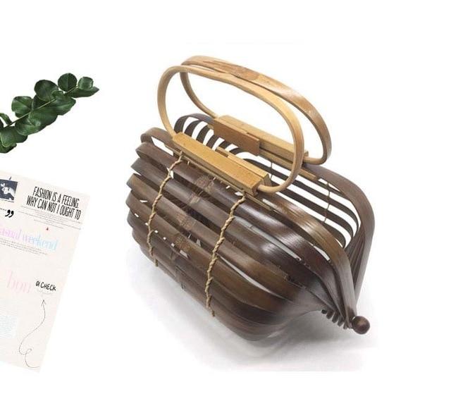 Large Bamboo Basket Tote Bag - bamboostylez