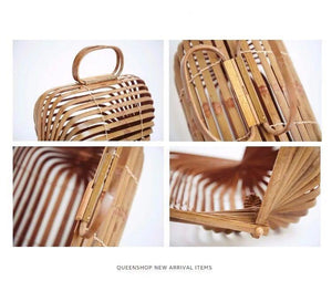 Large Bamboo Basket Tote Bag - bamboostylez
