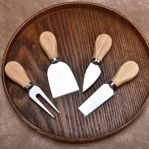 4 pcs Bamboo Handle sets - Knives Set Oak - bamboostylez