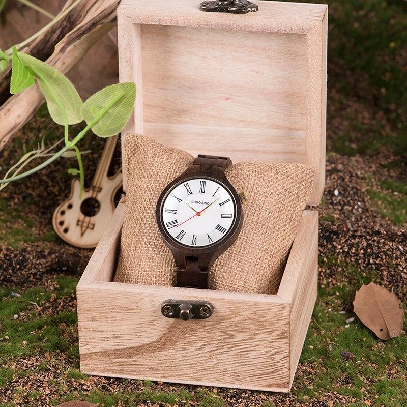 BOBO BIRD Women's Classic Quartz Dress Watch in Wooden Box - bamboostylez