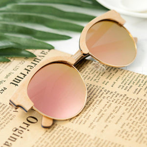 BOBO BIRD Women's Round Wooden Polarised Sunglasses - bamboostylez