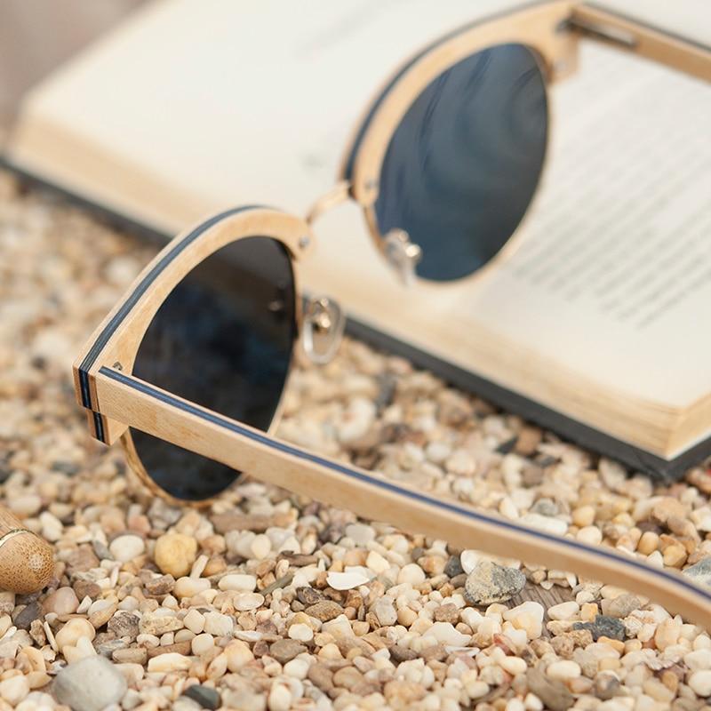 BOBO BIRD Women's Round Wooden Polarised Sunglasses - bamboostylez