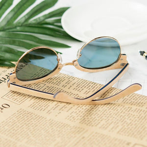 BOBO BIRD Women's Round Wooden Polarised Sunglasses - bamboostylez