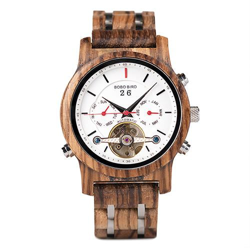 BOBO BIRD Automatic Mechanical Men's Wooden Luxury Watch - bamboostylez