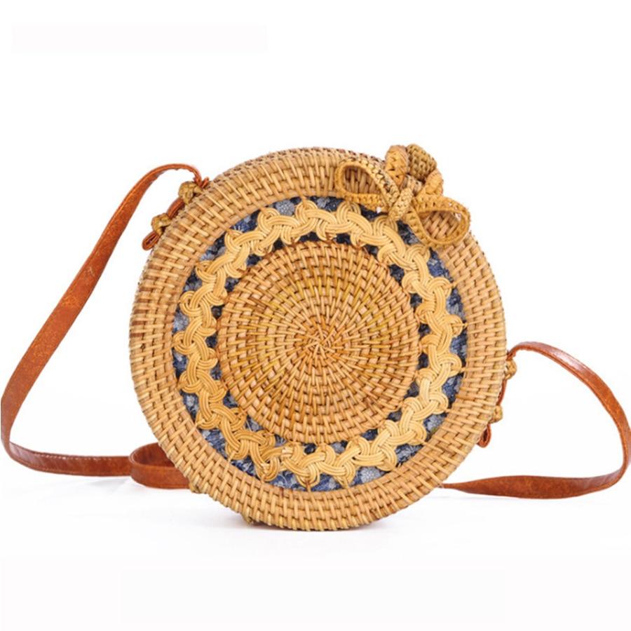 Women's Round Bohemian Straw Rattan Bag - bamboostylez