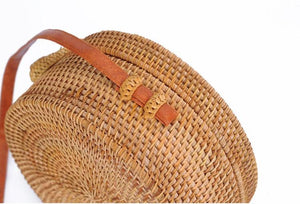 Women's Round Bohemian Straw Rattan Bag - bamboostylez