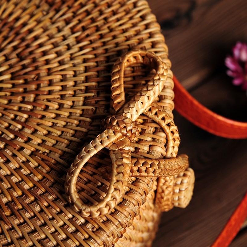 Women's Round Bohemian Straw Rattan Bag - bamboostylez