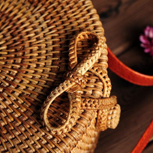 Women's Round Bohemian Straw Rattan Bag - bamboostylez