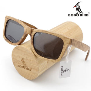 BOBO BIRD 100% Natural Bamboo Wood Polarised Mirror Sunglasses - bamboostylez