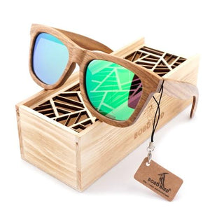 BOBO BIRD 100% Natural Bamboo Wood Polarised Mirror Sunglasses - bamboostylez
