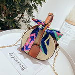 Bohemian Round Straw Rattan Woven Crossbody Shoulder Bag - bamboostylez