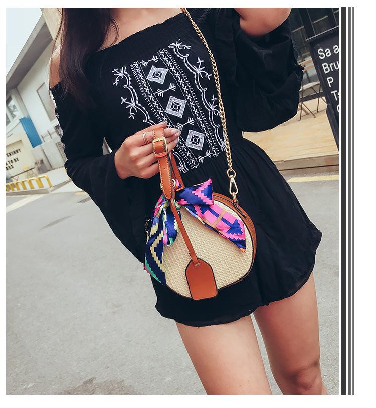 Bohemian Round Straw Rattan Woven Crossbody Shoulder Bag - bamboostylez