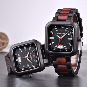 BOBO BIRD Square Wooden Quartz Watch - bamboostylez