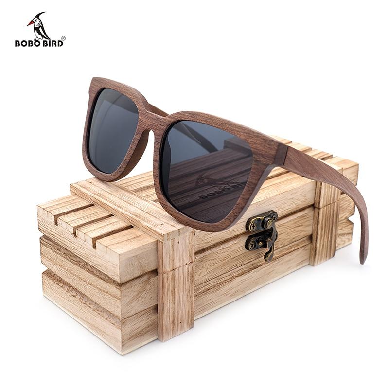BOBO BIRD Unisex Black Walnut Wood Oversized Sunglasses - bamboostylez