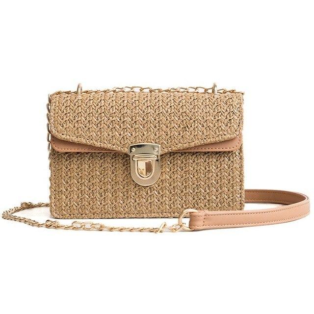 Bohemian Vintage Style Straw Crossbody Handbag - bamboostylez
